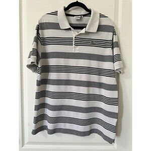 Lacoste Polo Shirt Mens XXL 7L Striped White Black Gray Pima Cotton Golf Casual
